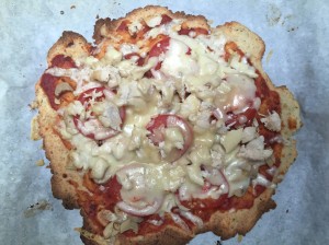 Cauliflower Pizza Crust with toppings.